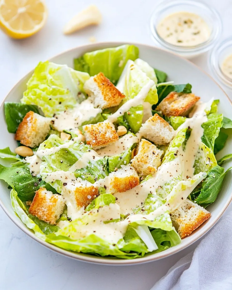 Easy Caesar Salad with Homemade Caesar Salad Dressing shot