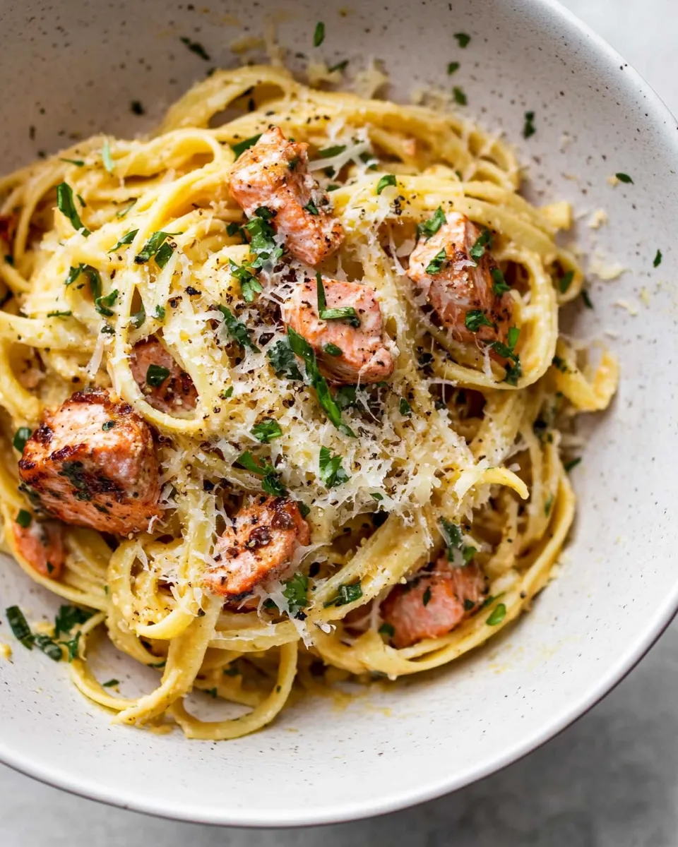 Delicious Cajun Salmon Pasta shot