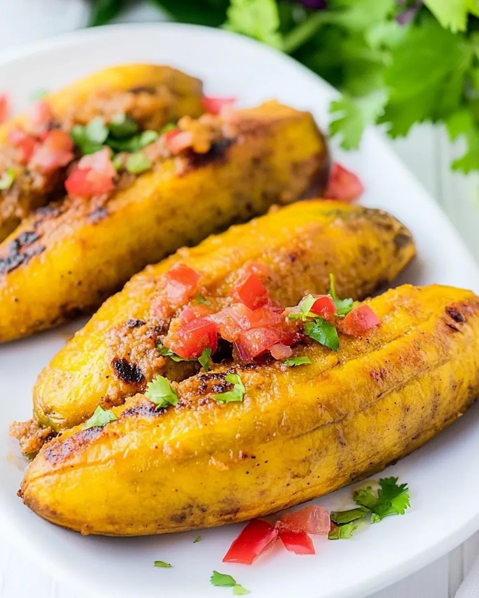 Classic Canoas de Pltano Maduro (Meatless Ripe Plantain Boats) dish photo