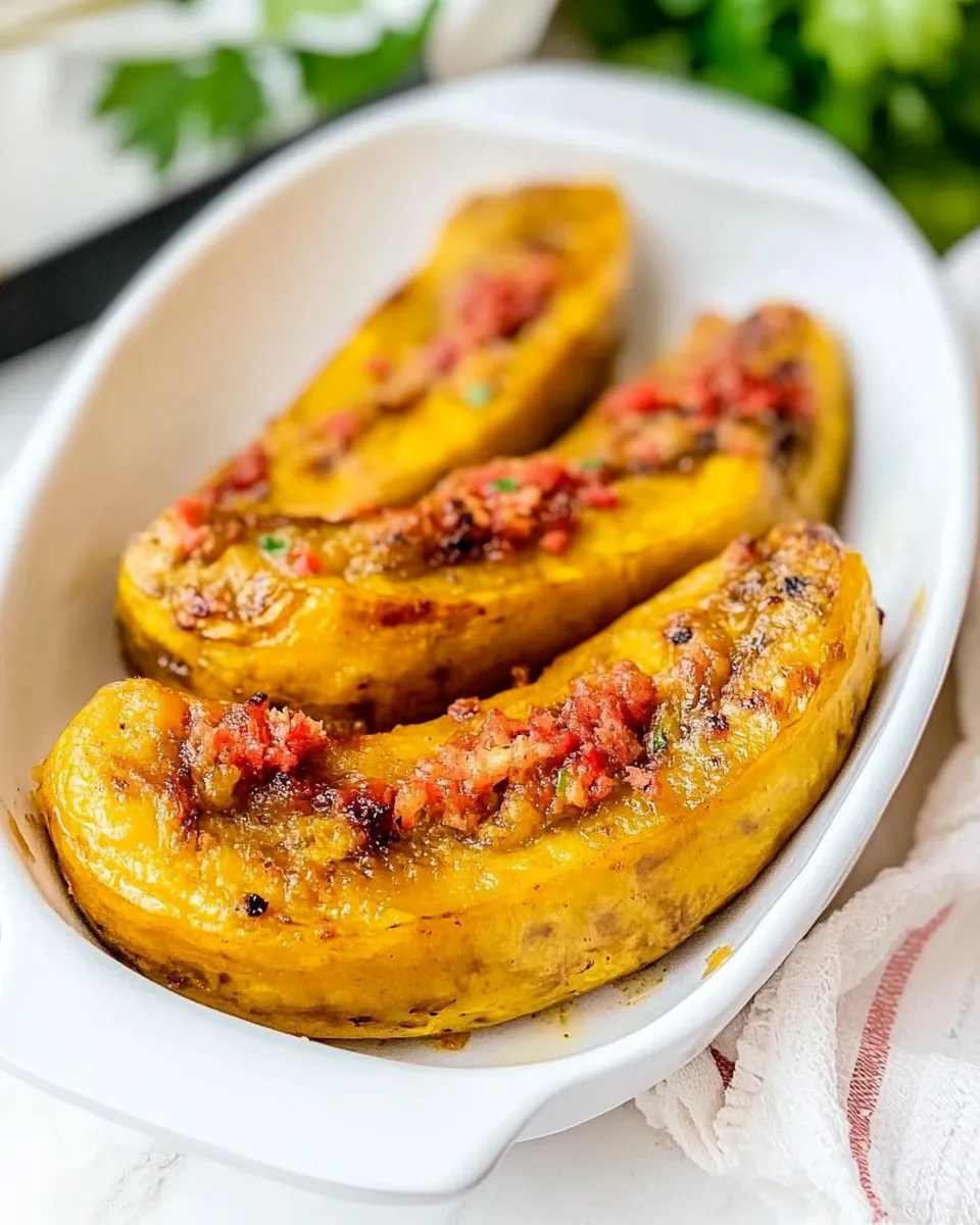 Delicious Canoas de Pltano Maduro (Meatless Ripe Plantain Boats) image