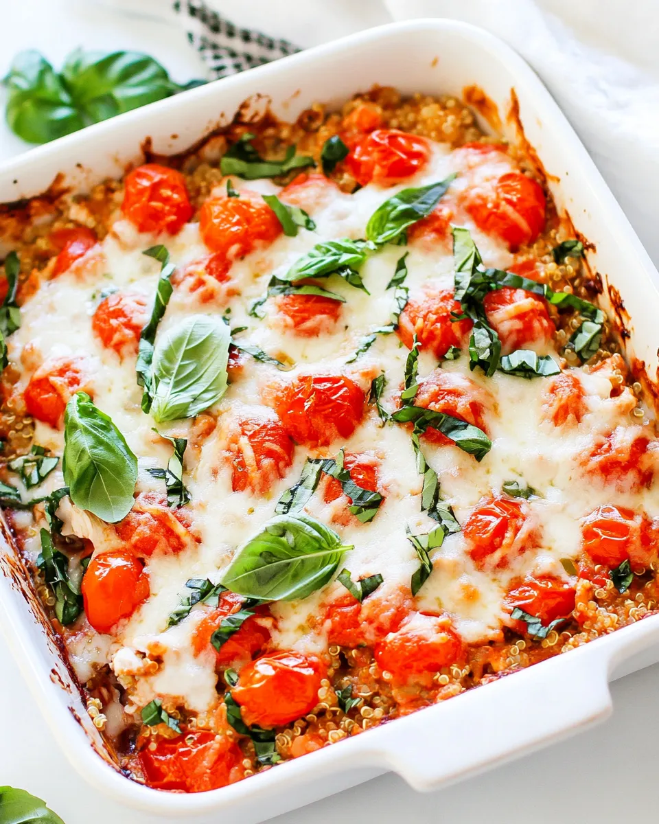 Healthy Caprese Chicken and Quinoa Casserole food shot