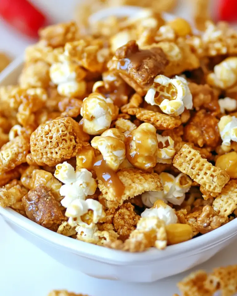 Homemade Caramel Popcorn Snack Mix photo