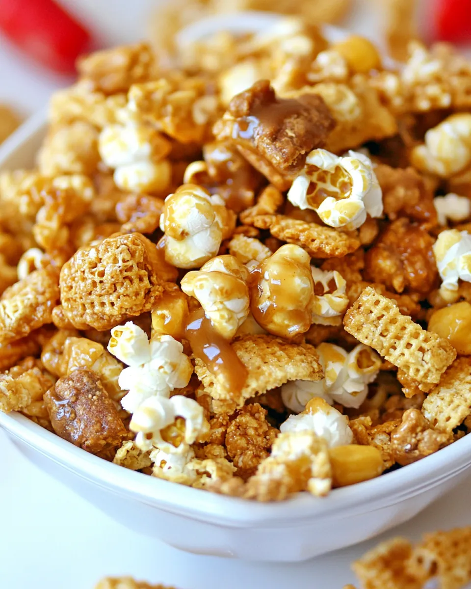 Homemade Caramel Popcorn Snack Mix photo