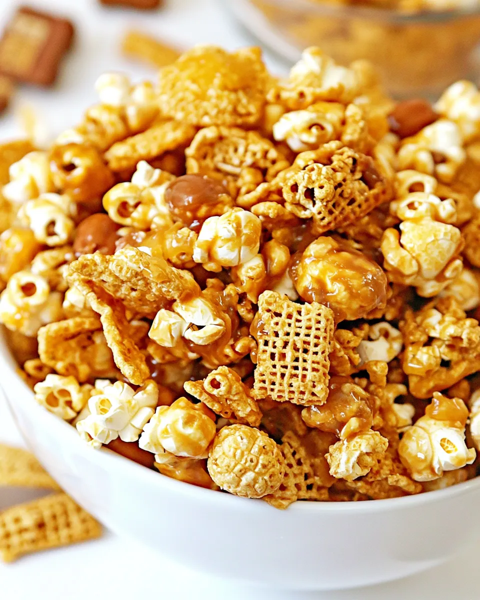 Classic Caramel Popcorn Snack Mix recipe photo