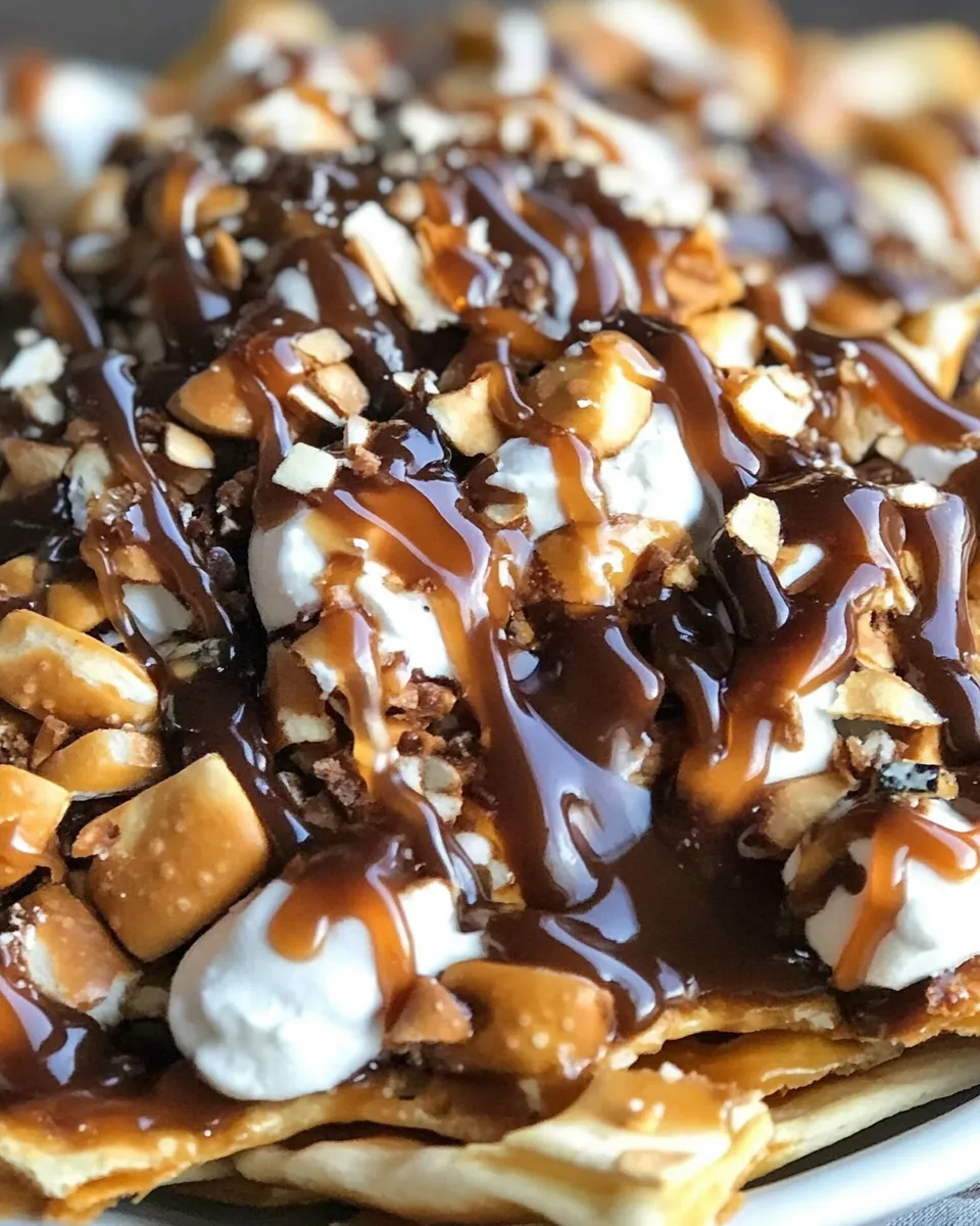 Easy Caramel Pretzel Dessert Nachos photo