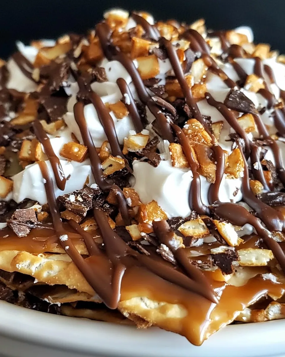 Best Caramel Pretzel Dessert Nachos shot