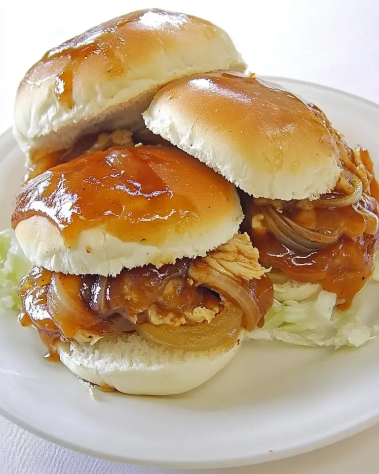 Homemade Caramelized Onion Sliders with BBQ Chicken photo