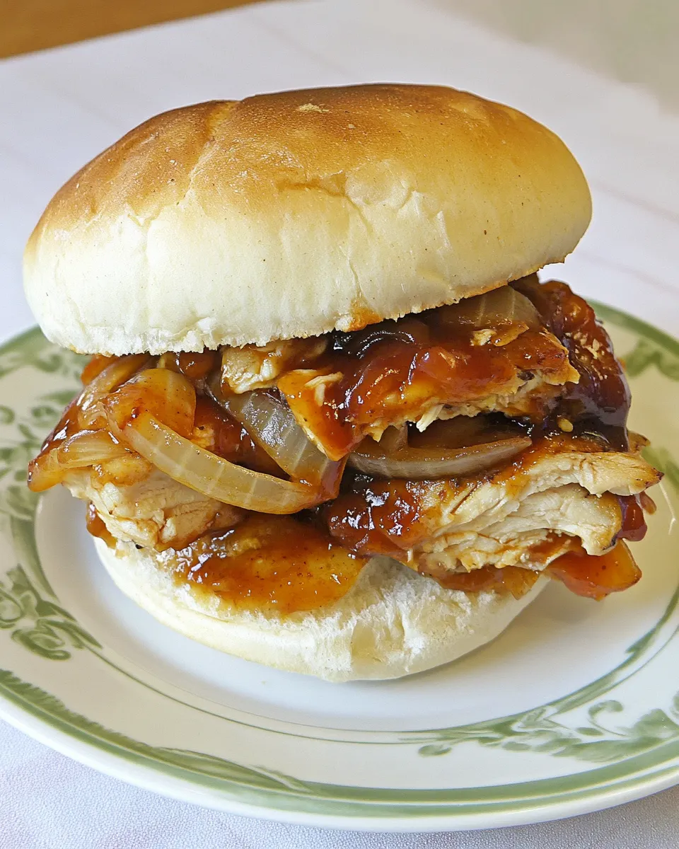 Delicious Caramelized Onion Sliders with BBQ Chicken shot