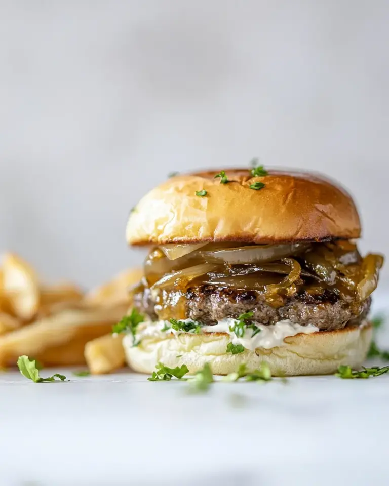 Simple Caramelized Onion Smash Burgers. recipe photo
