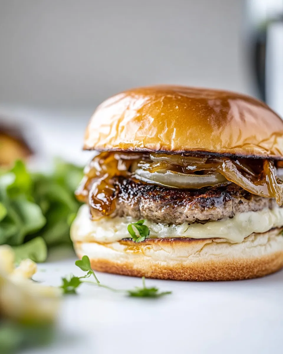Quick Caramelized Onion Smash Burgers. recipe photo
