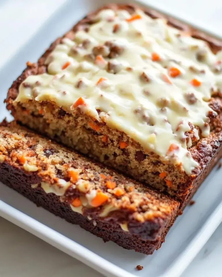 Homemade Carrot Pineapple Banana Bread with Browned Butter Cream Cheese Frosting photo