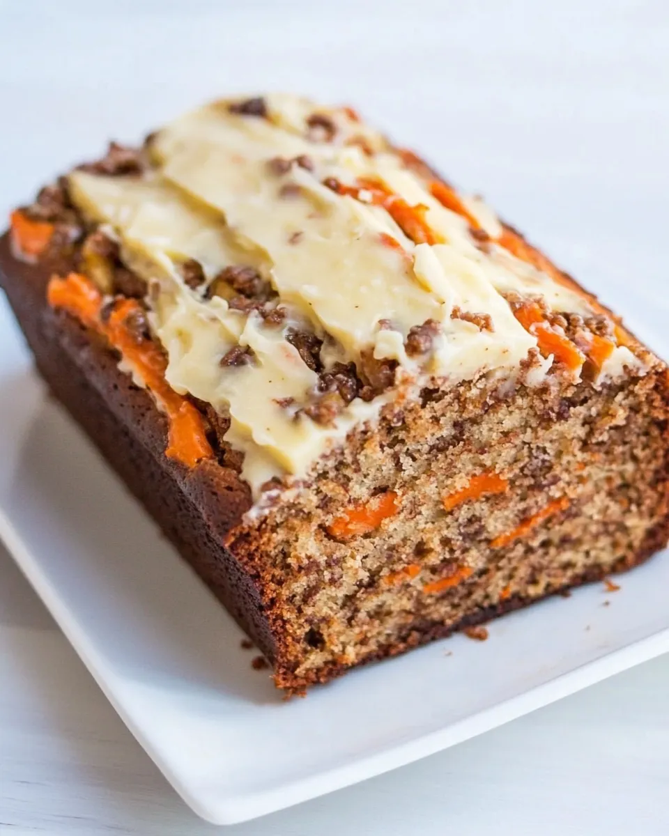 Delicious Carrot Pineapple Banana Bread with Browned Butter Cream Cheese Frosting image