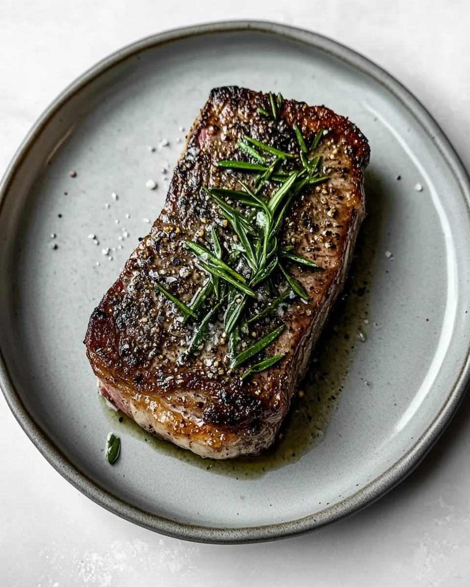 Delicious Cast Iron Seared Strip Steak shot
