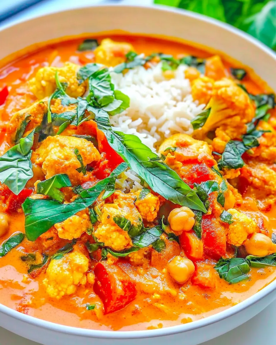 Delicious Cauliflower, Chickpea, and Chicken Coconut Curry image