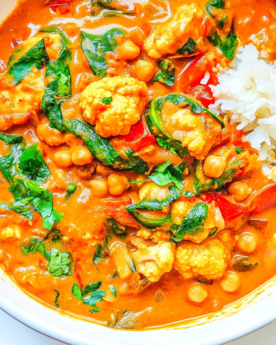 Tasty Cauliflower, Chickpea, and Chicken Coconut Curry shot