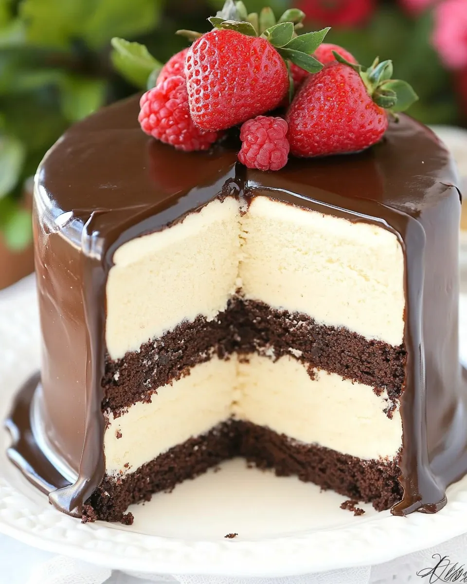 Delicious Cheesecake Filled Chocolate Cake shot