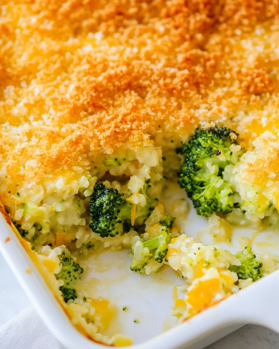 Delicious Cheesy Broccoli and Rice Casserole (from scratch) shot