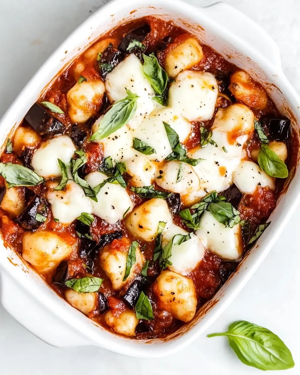 Delicious Cheesy Eggplant Gnocchi Caprese shot