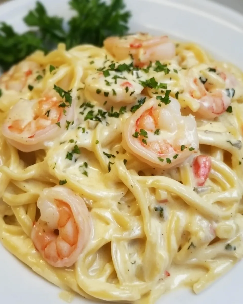 Easy Cheesy Garlic Shrimp Alfredo recipe photo