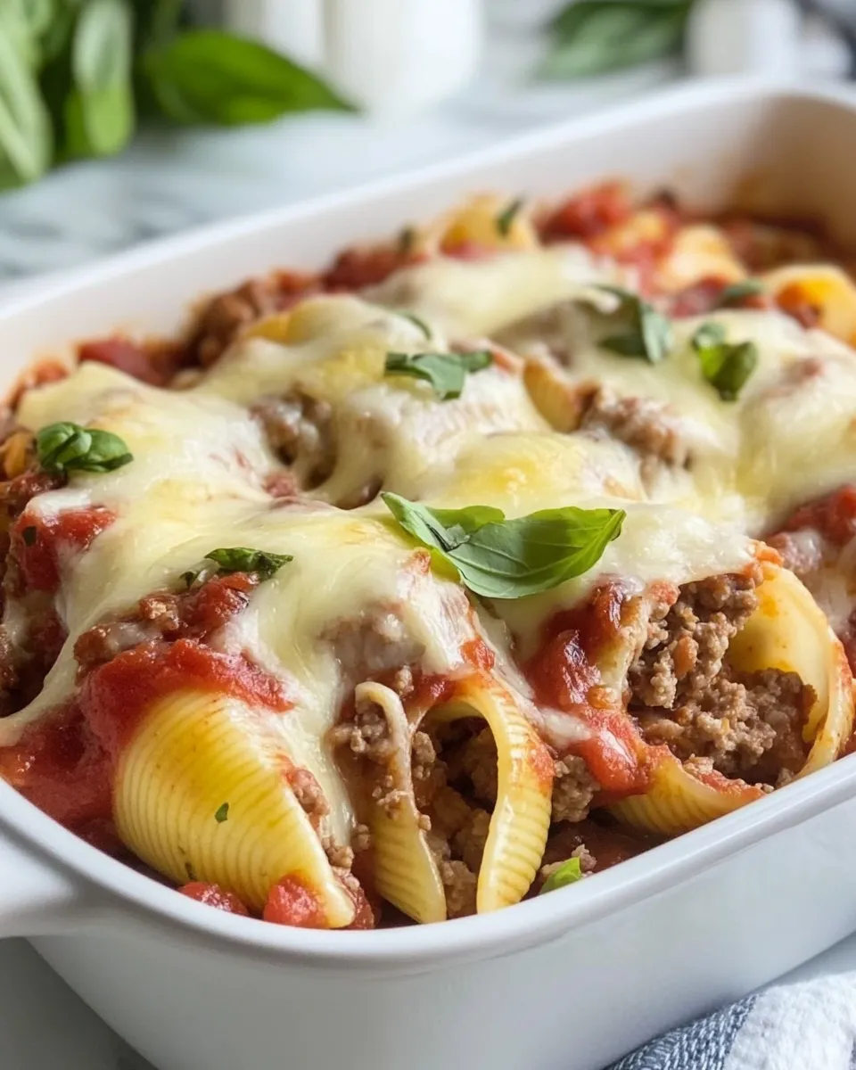 Classic Cheesy Italian Stuffed Shells with Ground Beef Filling image