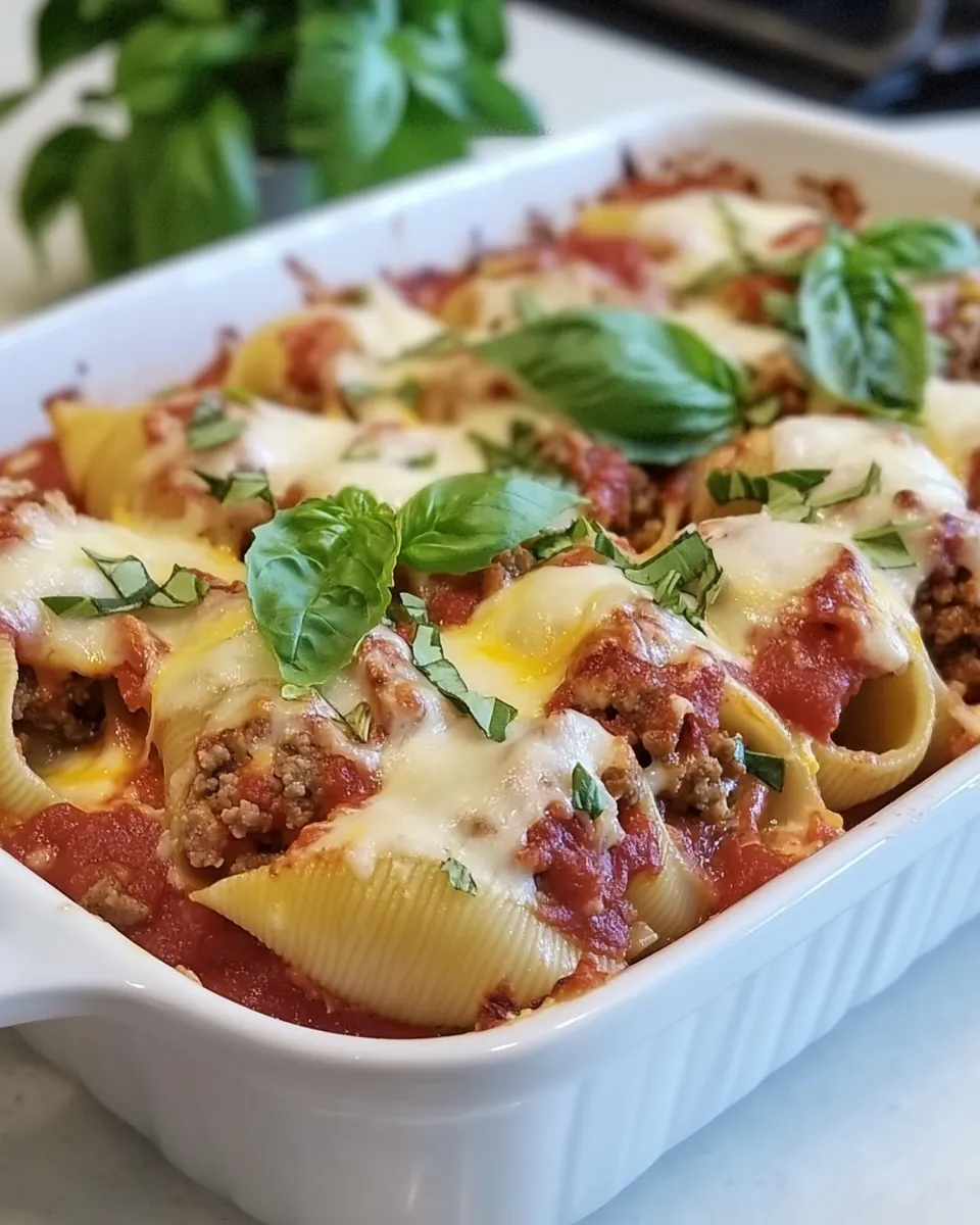 Easy Cheesy Italian Stuffed Shells with Ground Beef Filling recipe photo