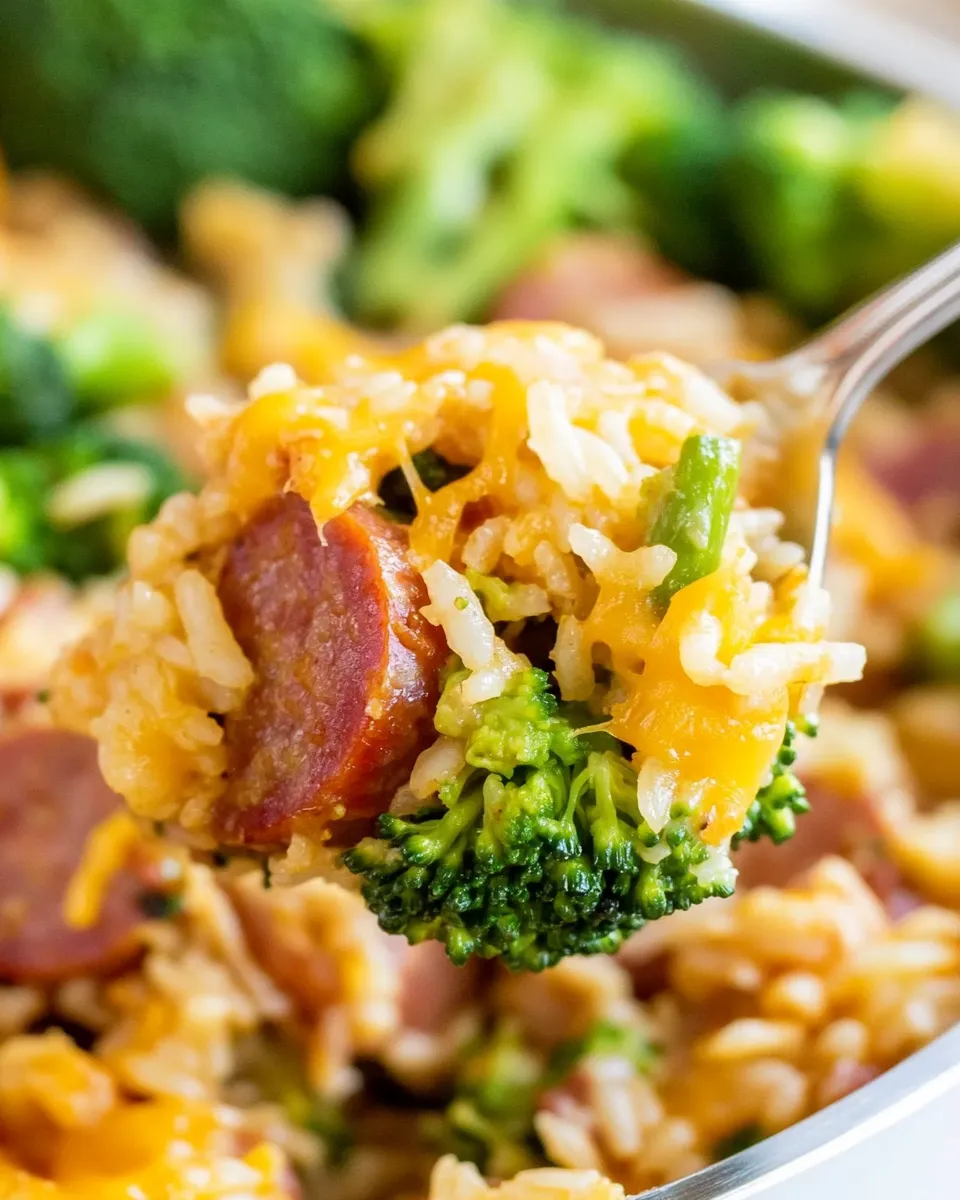 Quick Cheesy Kielbasa Rice and Broccoli Skillet recipe photo