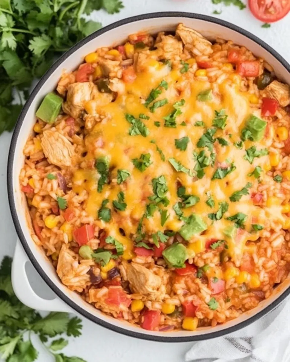 Quick Cheesy Mexican Chicken And Rice (One Pot!) shot