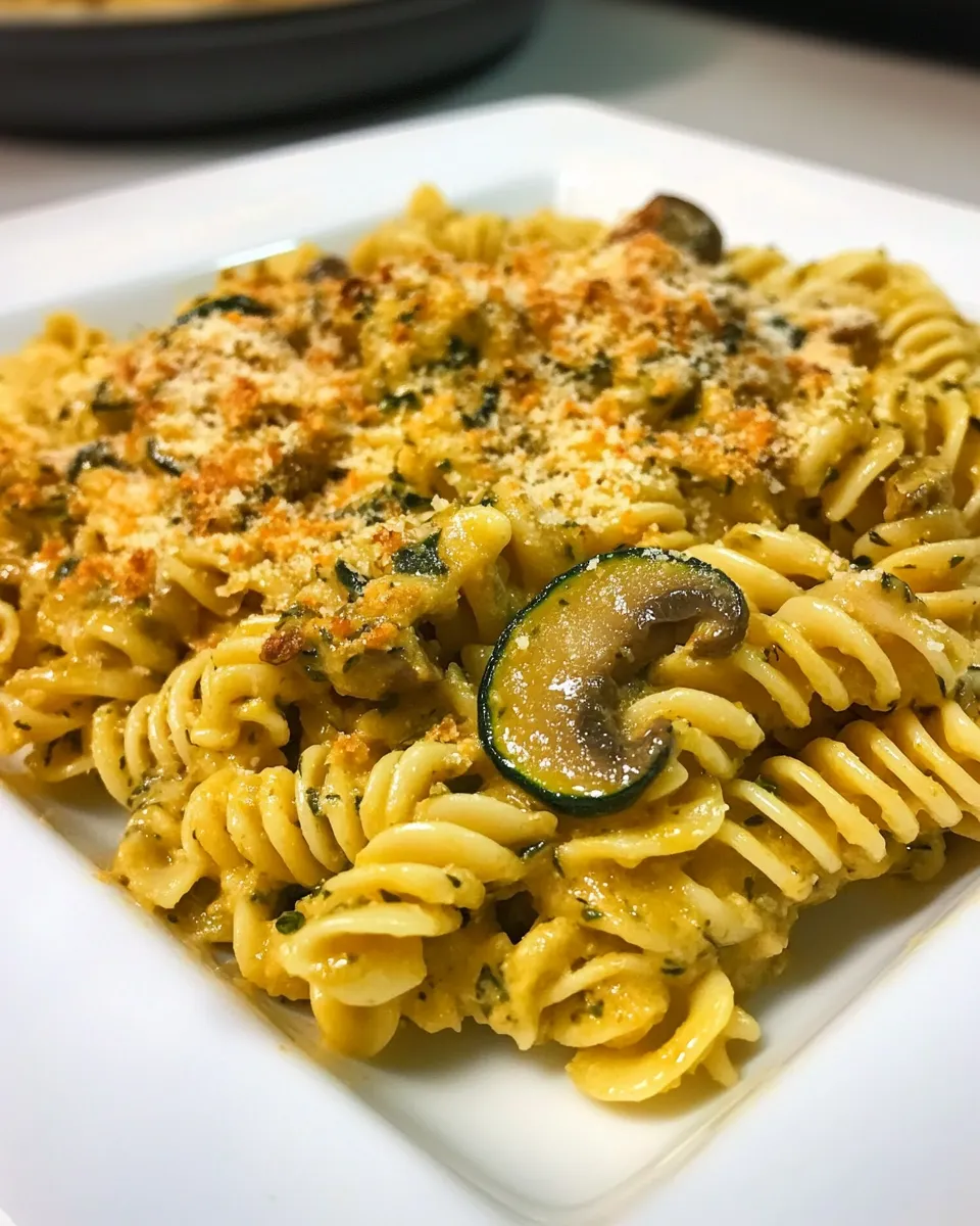 Delicious Cheesy Mushroom & Zucchini Pasta image