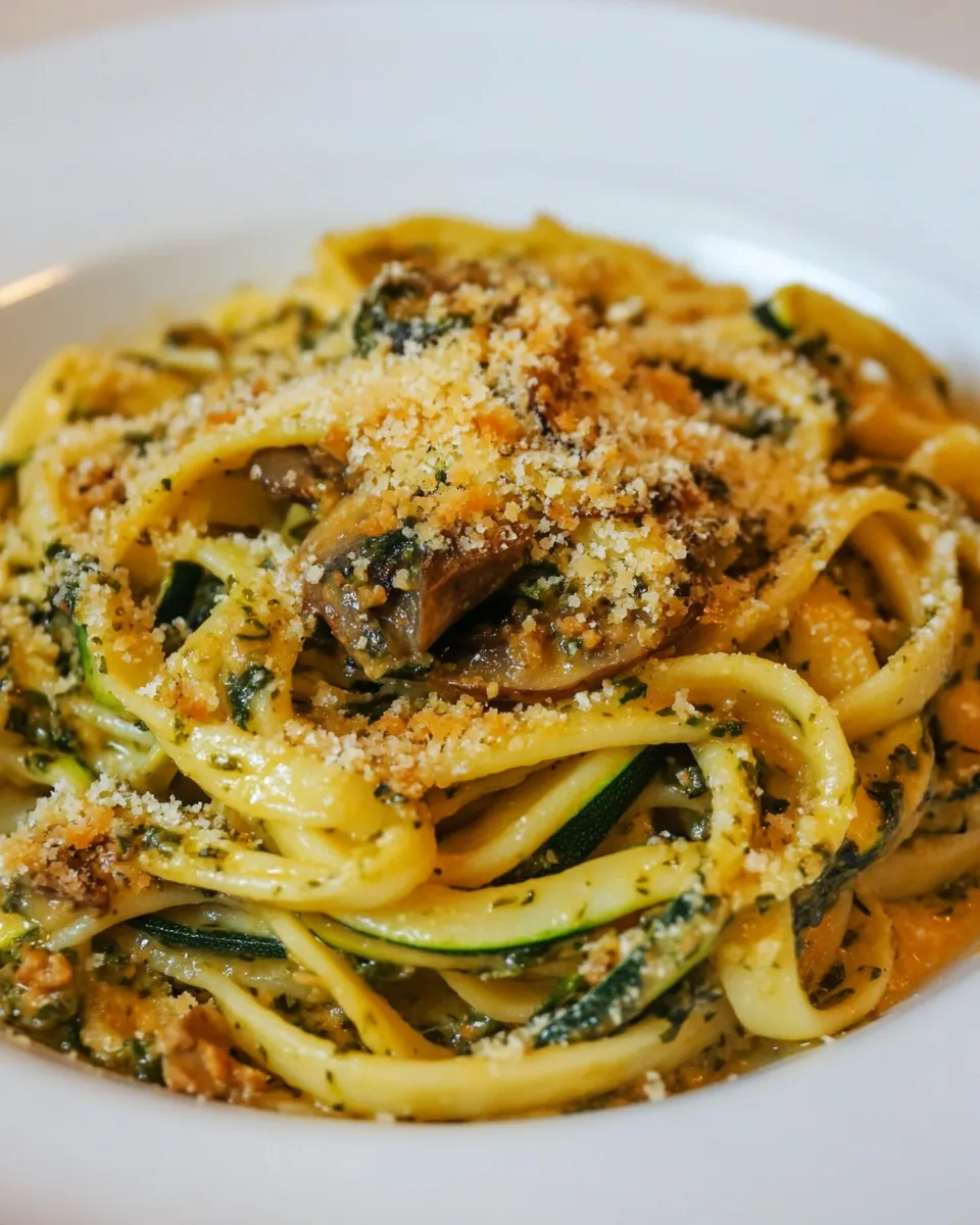 Quick Cheesy Mushroom & Zucchini Pasta recipe photo