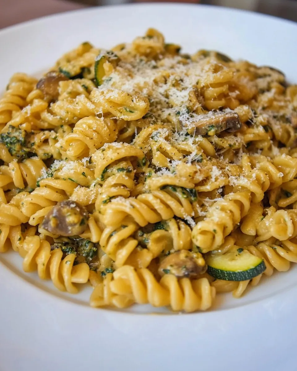 Tasty Cheesy Mushroom & Zucchini Pasta shot