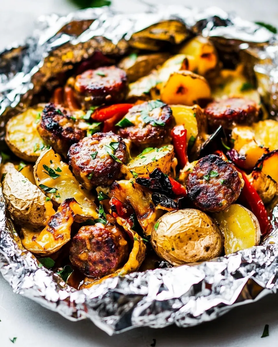 Classic Cheesy Sausage Potato Foil Packets image