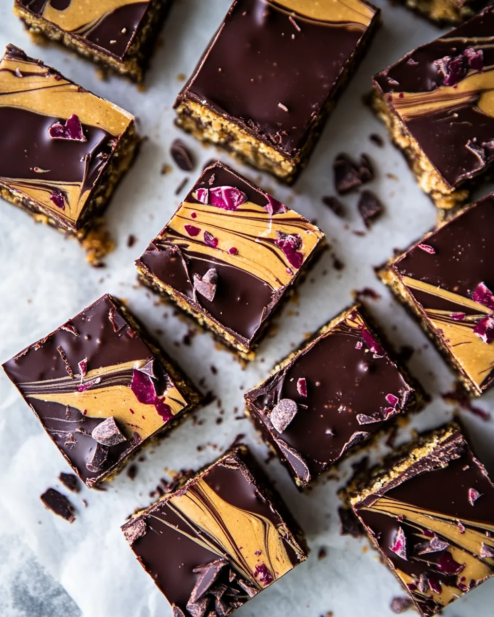 Sweet Chewy Chocolate Peanut Butter Bars. photo