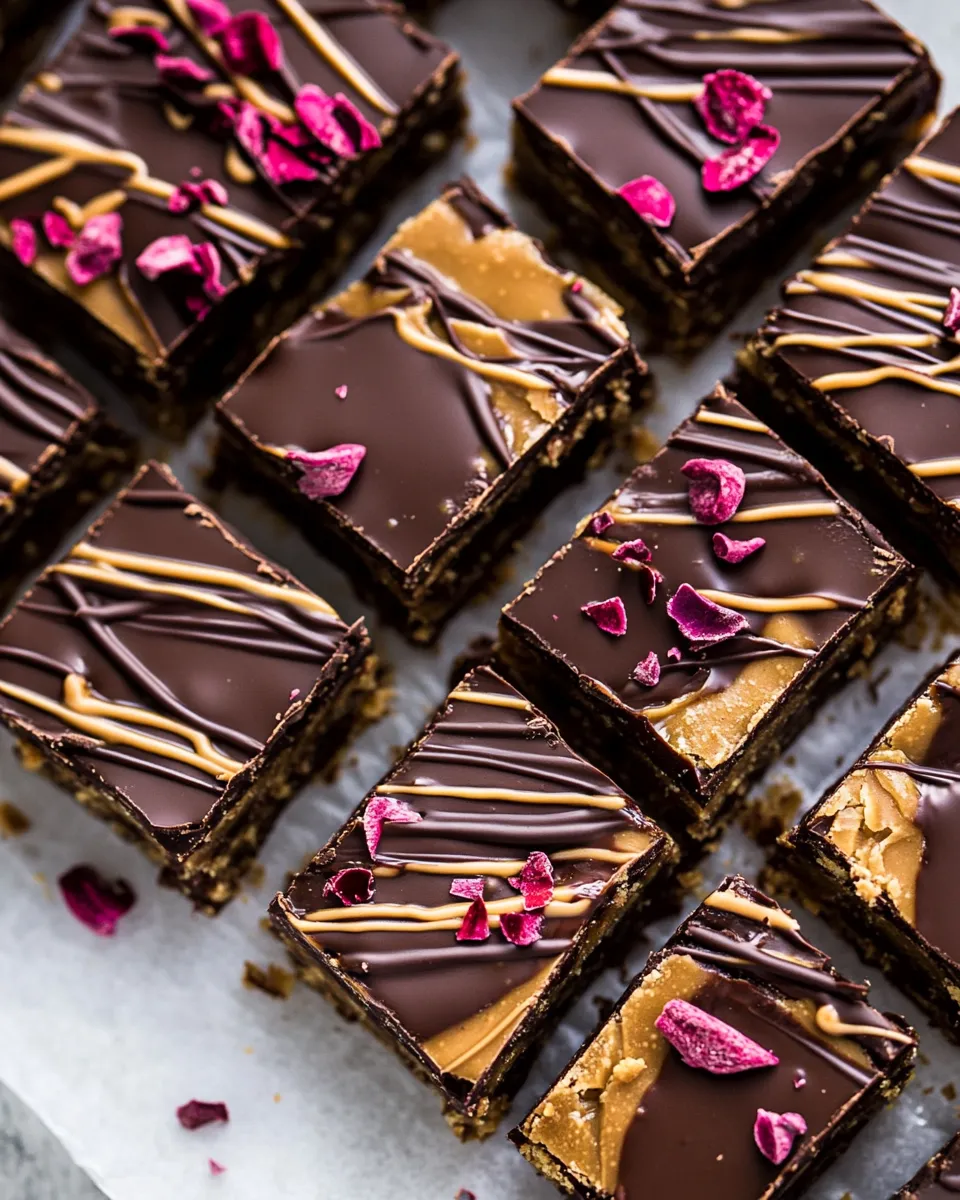 Quick Chewy Chocolate Peanut Butter Bars. dish image