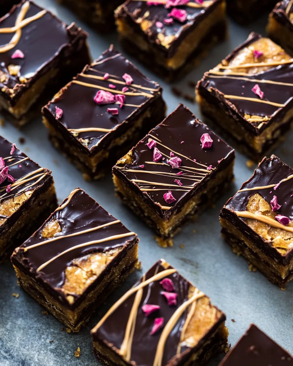 Delicious Chewy Chocolate Peanut Butter Bars. dish image