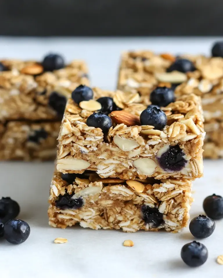 Homemade Chewy Granola Bars with Almonds and Wild Blueberries photo