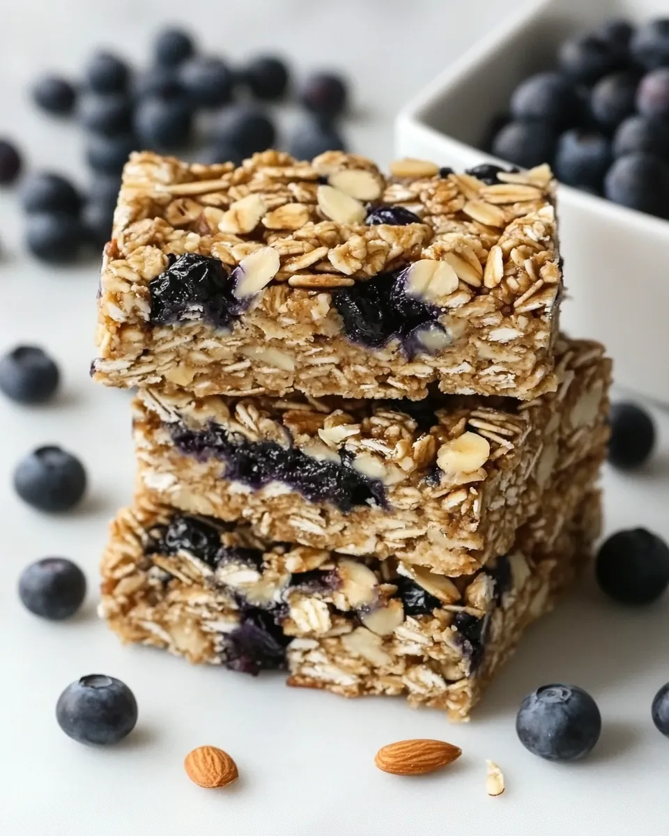 Delicious Chewy Granola Bars with Almonds and Wild Blueberries image