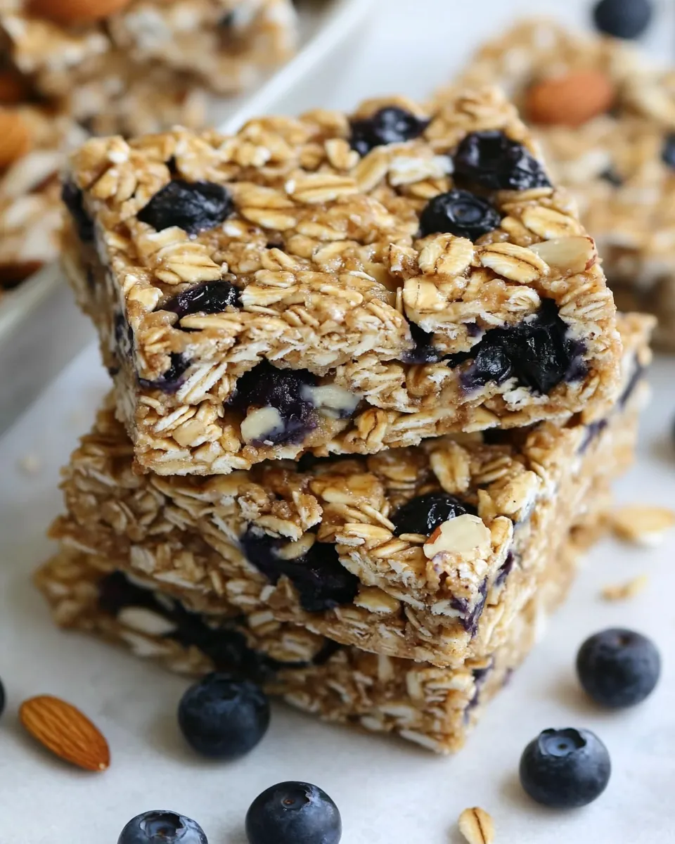 Easy Chewy Granola Bars with Almonds and Wild Blueberries recipe photo