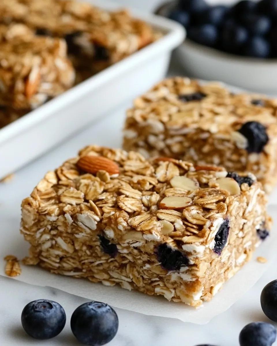 Healthy Chewy Granola Bars with Almonds and Wild Blueberries shot