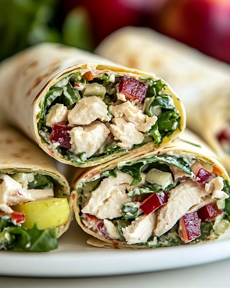 Healthy Chicken Apple Salad Wraps shot