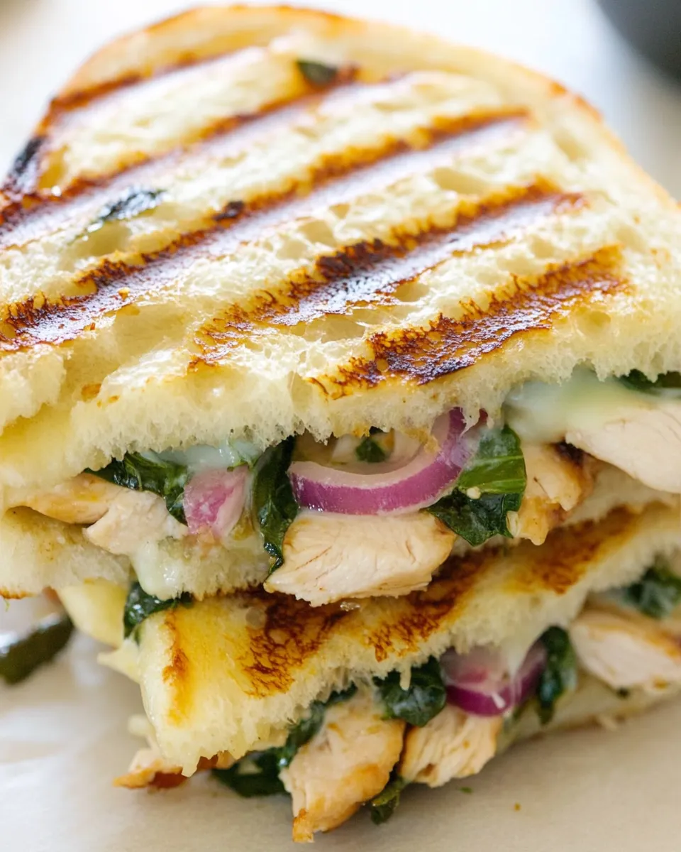 Delicious Chicken Florentine Panini shot