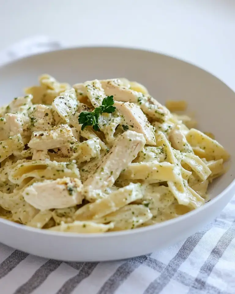 Homemade Chicken Pesto Alfredo Pasta photo