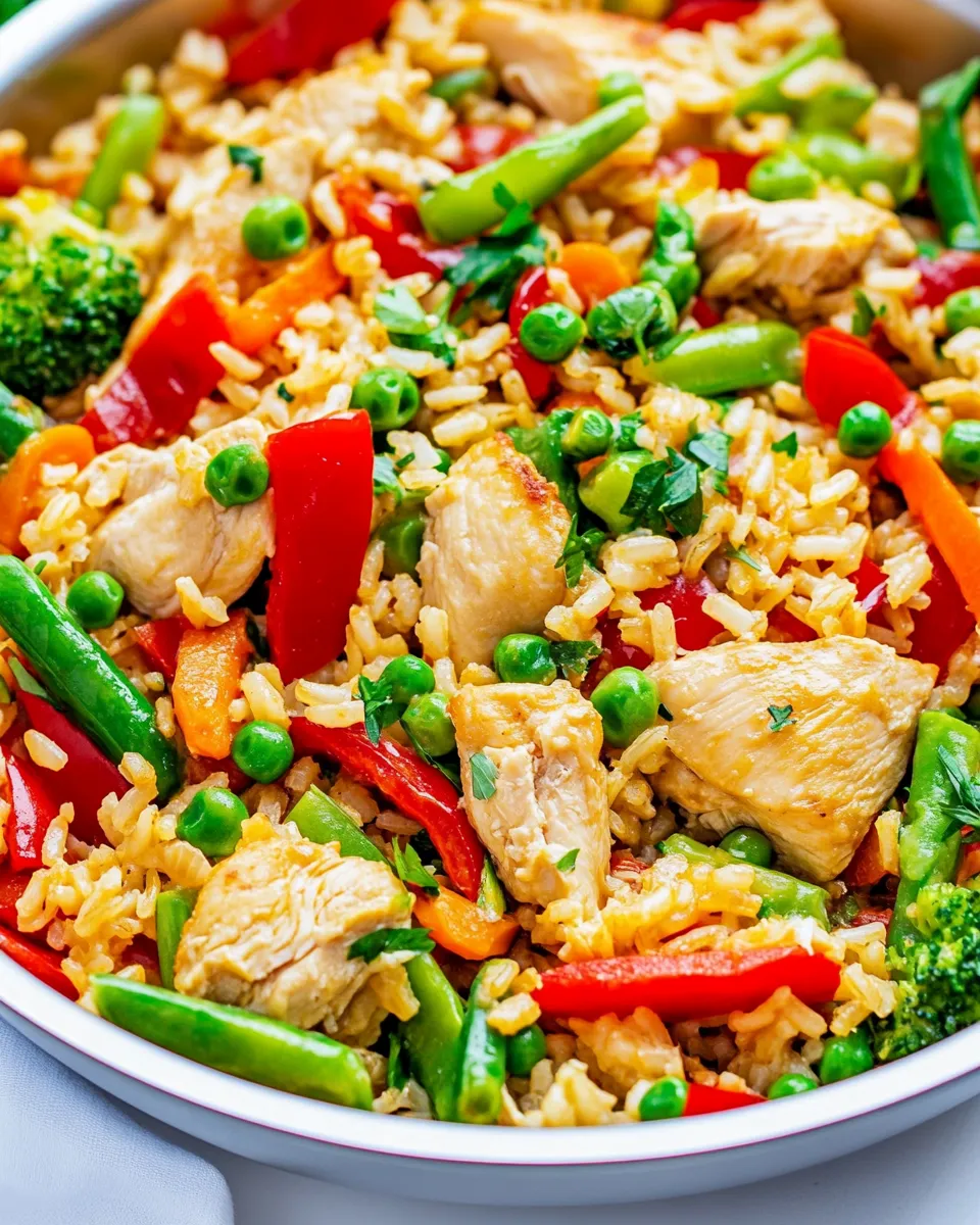Delicious Chicken, Rice, and Vegetable Skillet shot