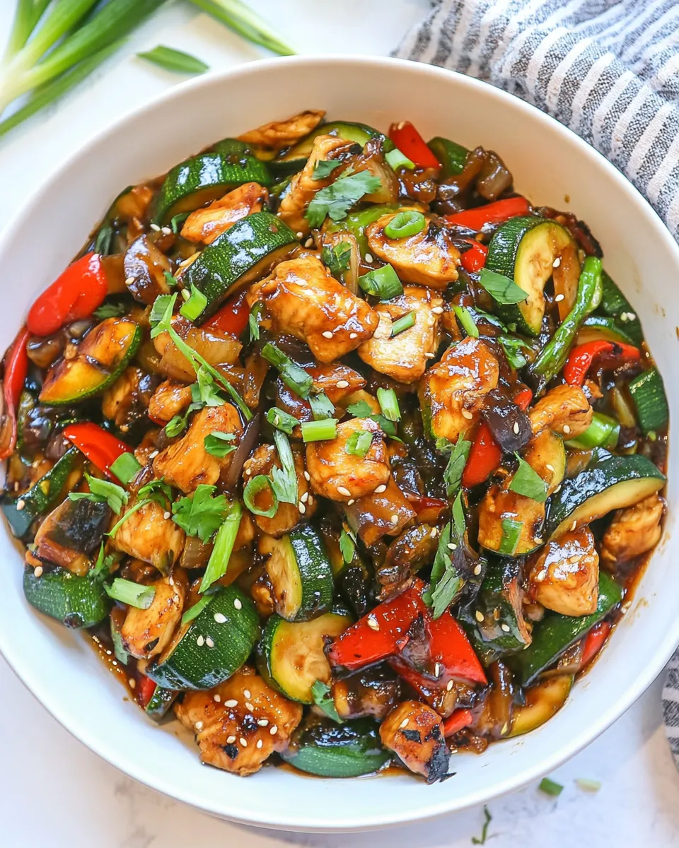 Homemade Chicken Vegetable Stir Fry with Zucchini photo