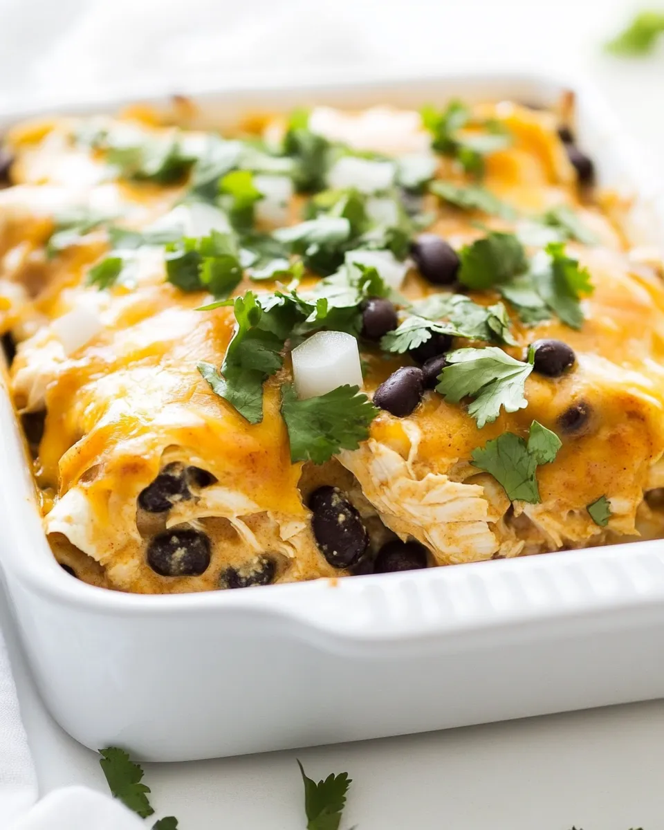 Delicious Chicken and Black Bean Enchilada Casserole shot