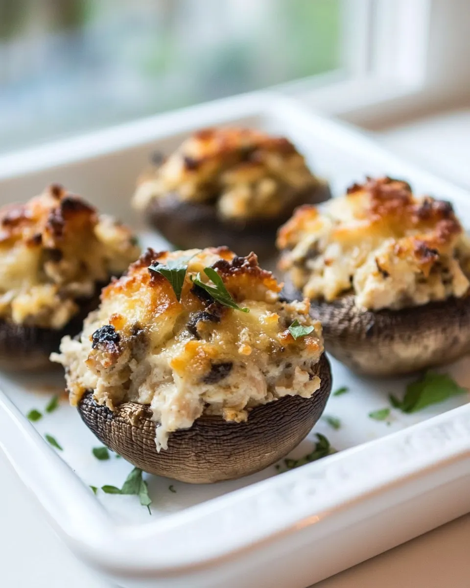 Classic Chicken and Cheese Stuffed Mushrooms image