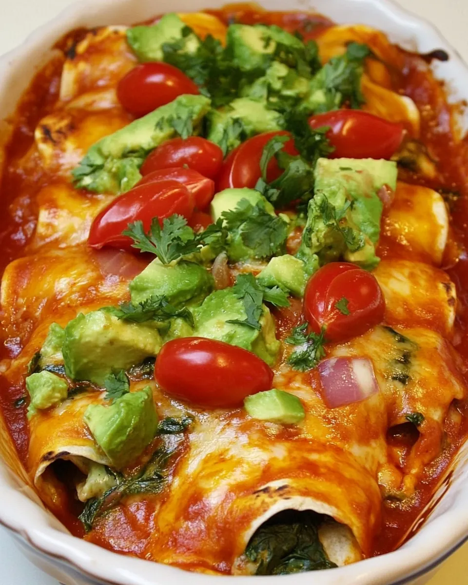 Healthy Chicken and Spinach Enchiladas shot