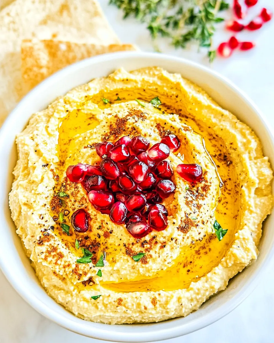 Homemade Chickpea Dip with Toasted Cumin and Pomegranate photo