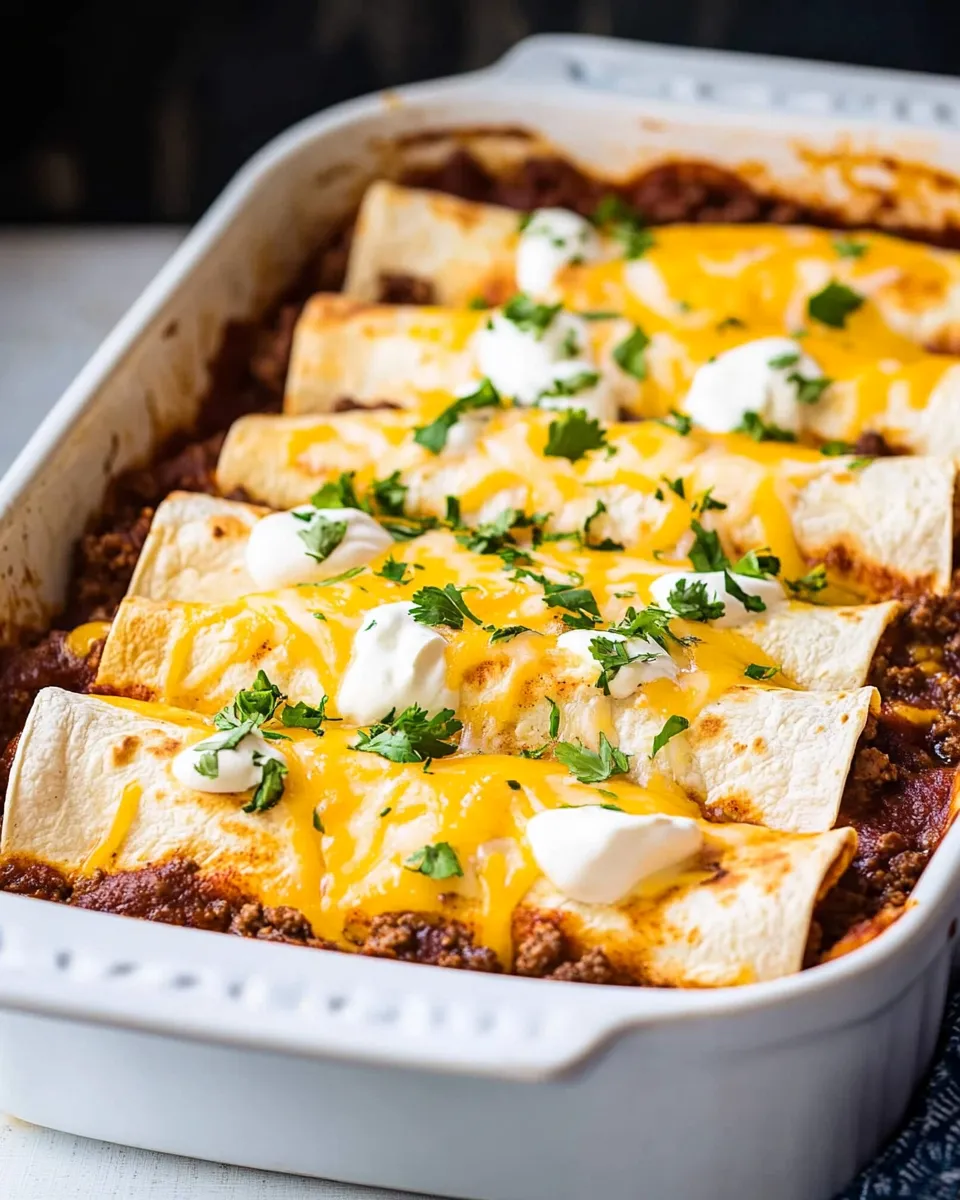 Delicious Chipotle Ground Beef Enchiladas shot