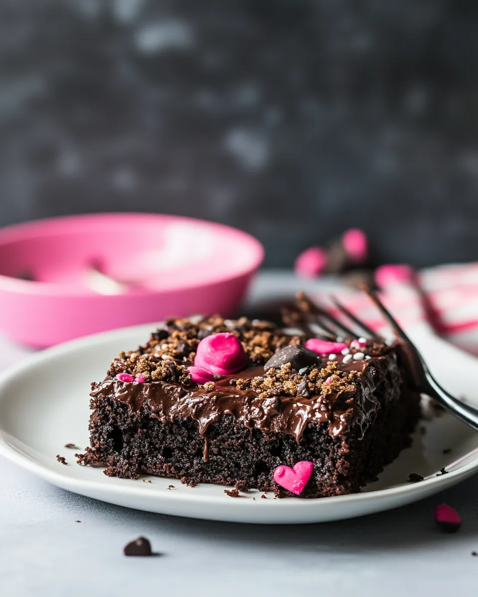 Delicious Chocolate Blackout Sheet Cake with Chocolate Cookie Crumbs shot