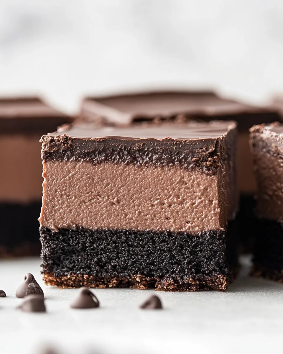 Delicious Chocolate Cheesecake Bars shot